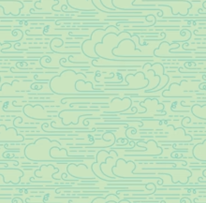 Print: mint cloud swirls