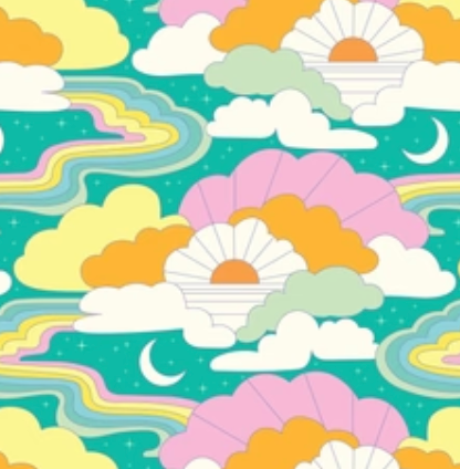 Print: sunrise clouds and rainbows on teal
